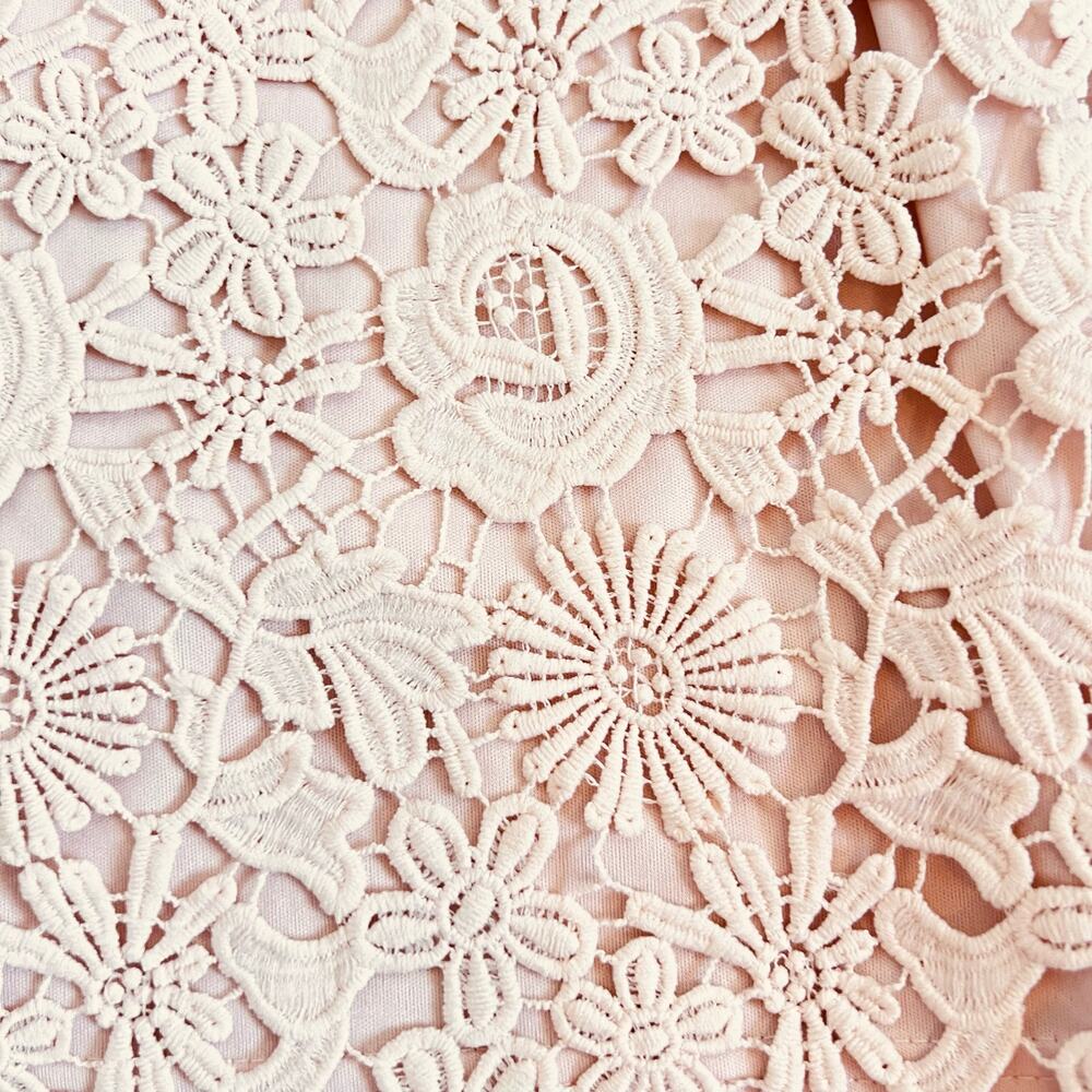 LULU'S LOVE POEM PEACH FLORAL CROCHET LINED LACE HALTER NECK SLEEVLESS DRESS - Picture 10 of 12